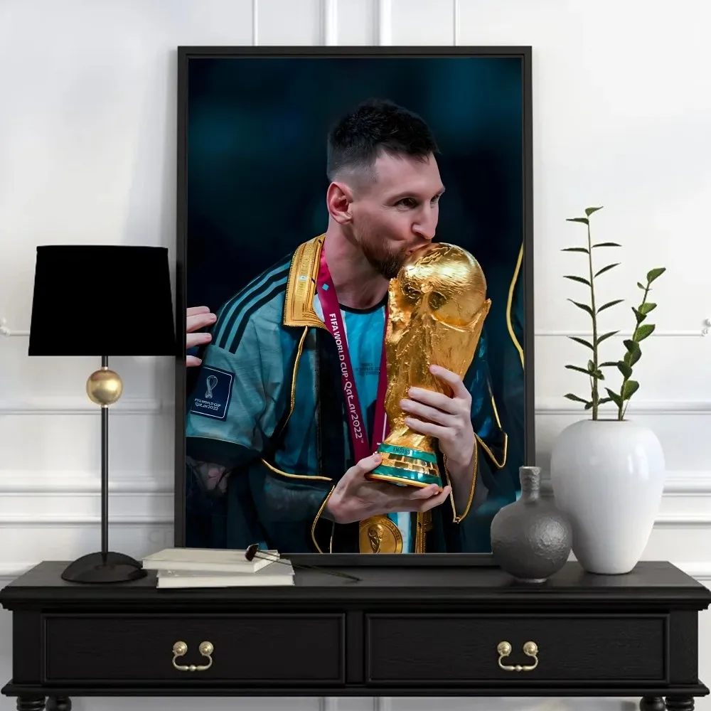 Спортивный постер М-Месси для футбола бумажный принт дома гостиной спальни входа