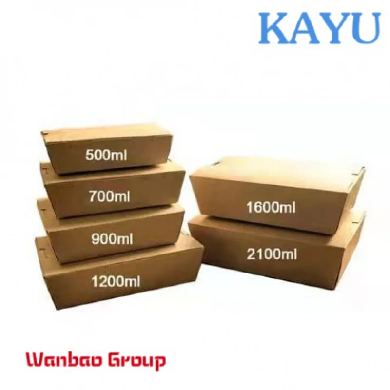 800ml Brown Kraft Paper Customize Logo Printing Lunch Box Take Away 1 Compartment Paper Food Container