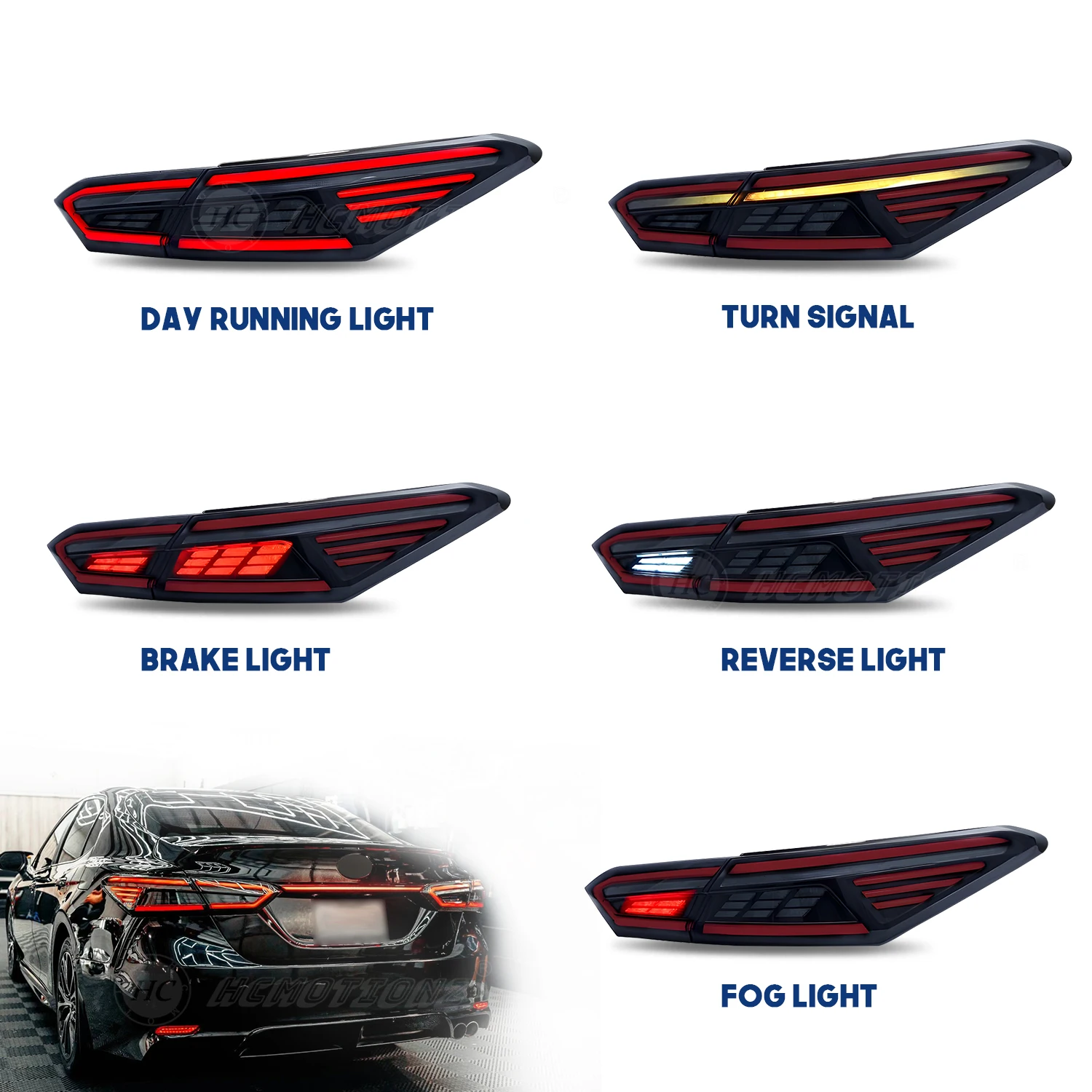 HCMOTIONZ светодиодные задние фонари в сборе для Toyota Camry 2018-2023 автомобильные