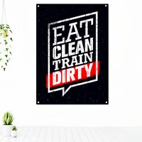 eat clean train dirty workout inspirational quotes tapestry motivational letter wall art posters banners flag mural gym decor 2