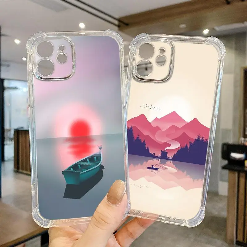 Прозрачный чехол с аниме-пейзажем для iPhone аксессуары SE 2020 6 6s X Xr Xs 11 12 13 Max Pro Mini 8 Plus 7