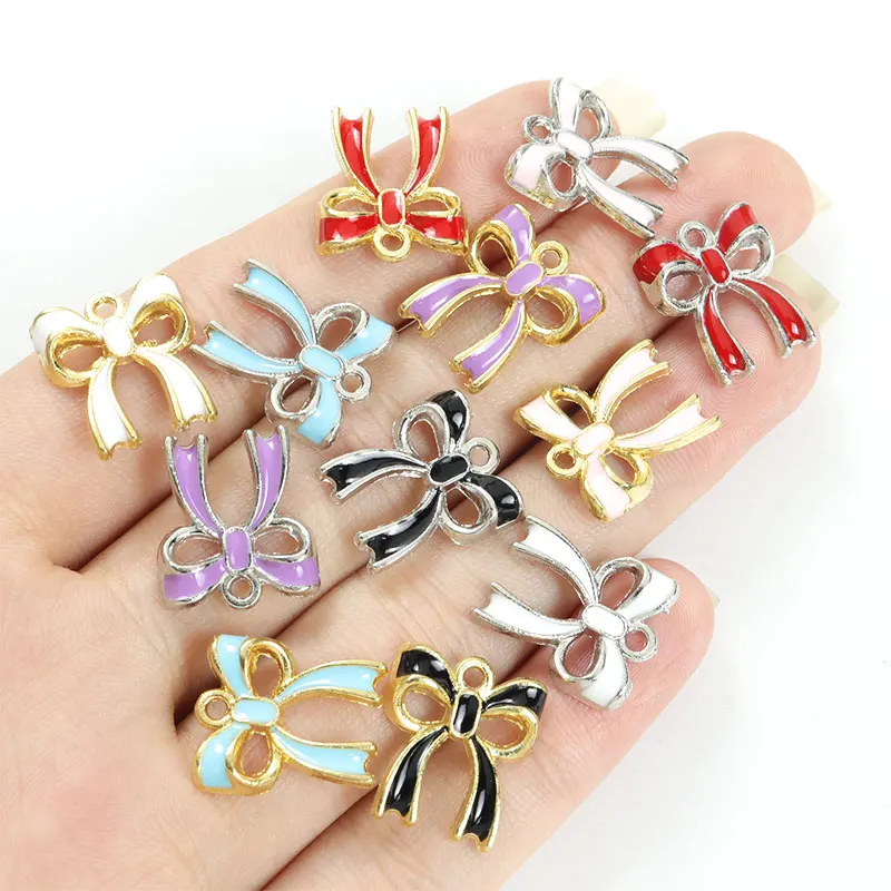 20 шт. красочные эмалированные подвески с бантом модные милые женские капельные