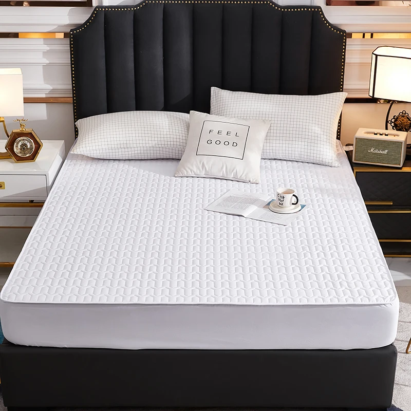 

Waterproof Thicken Quilting Process Fitted Sheet Bed Cover Mattress Protector,150x200 180x200 200x220,Solid Color