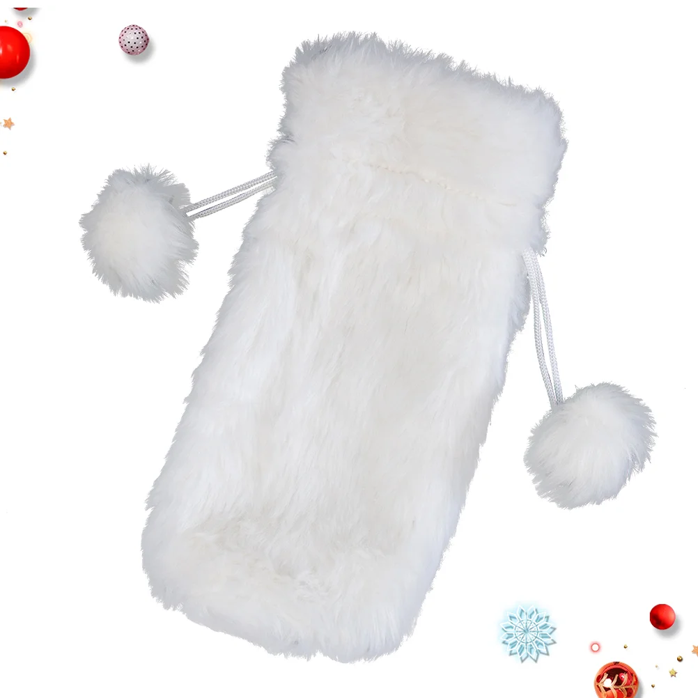 

Bottlechristmas Cover Champagne Decorationparty Covers Decorative Gift Decorations Bagstableware Table Red Drawstring Pouchfaux