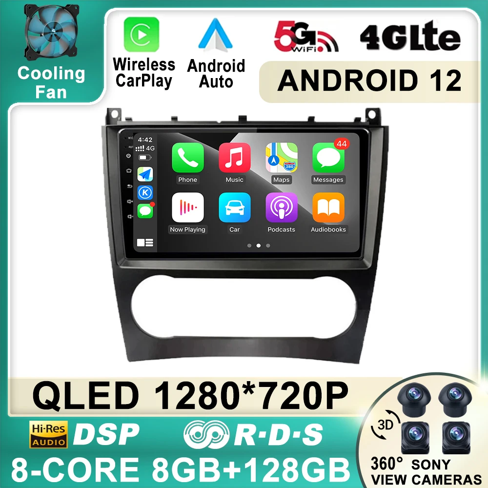 

Автомагнитола 9 дюймов, мультимедийный плеер под управлением Android 12, с GPS, для Benz W203, W209, C180, C200, C220, C230