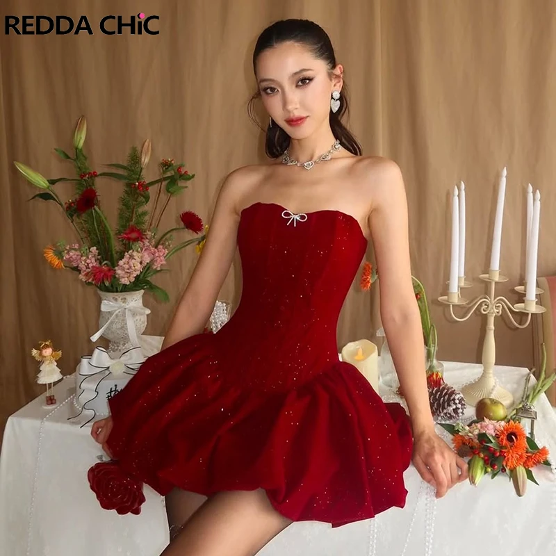 REDDACHiC блестящее вечернее платье с пузырьками бархатный корсет без бретелек