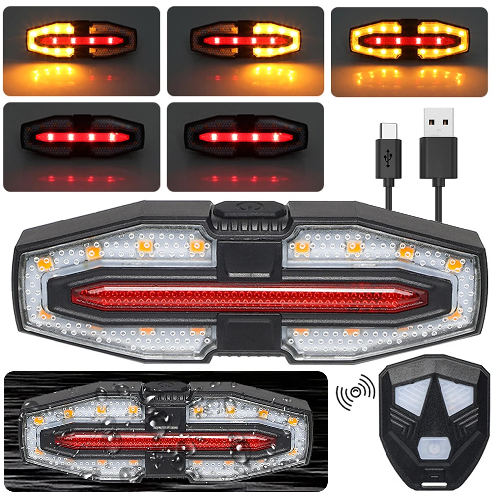 USB перезаряжаемый задний фонарь для велосипеда с указателями поворота