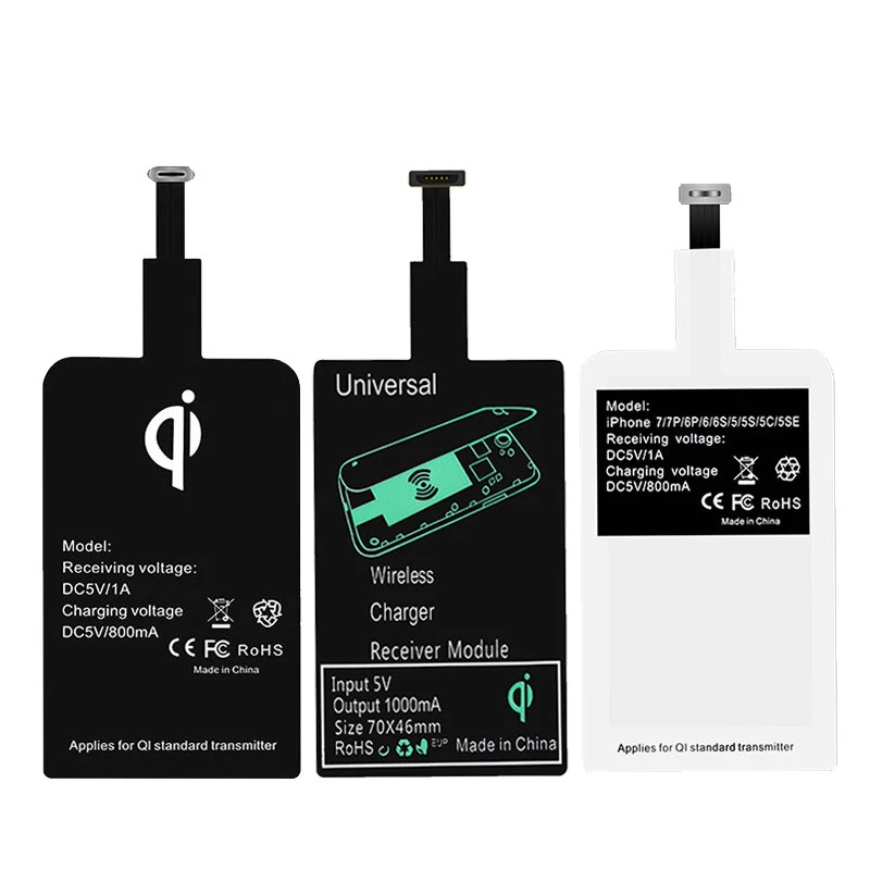 

Mobile Phone Wireless Charging Receiver Micro USB Type C Universal Fast Wireless Charger Adapter Samsung Huawei IPhone Xiaomi