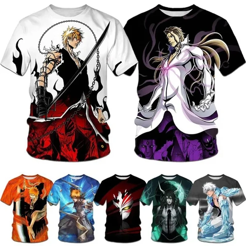 

Men's Fashion 3D Print Anime Ichigo Kurozaki T-Shirt Classic Japanese T-Shirt Summer Casual Harajuku Style Short Sleeve Top Tees