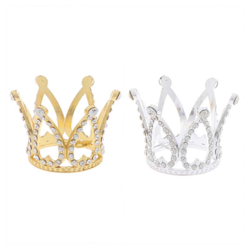 

Mini Crown Princess Topper Crystal Pearl Tiara Children Hair Ornaments for Wedding Birthday Party Cake Decorating Tools