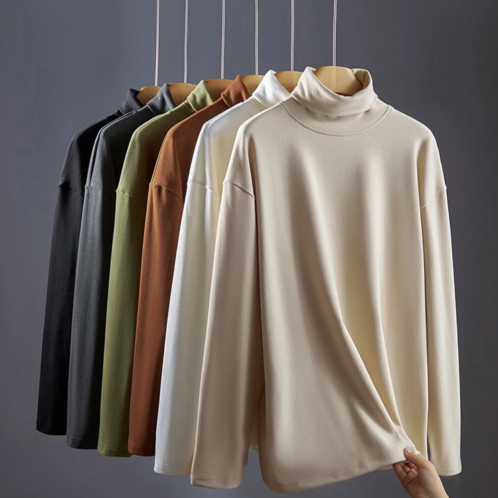 

Fashion Men's Turtleneck Pullovers Solid Stretch Long Sleeve T-Shirts Jumper Blouse Tops Warm T-Shirt Undershirt Men Clothing