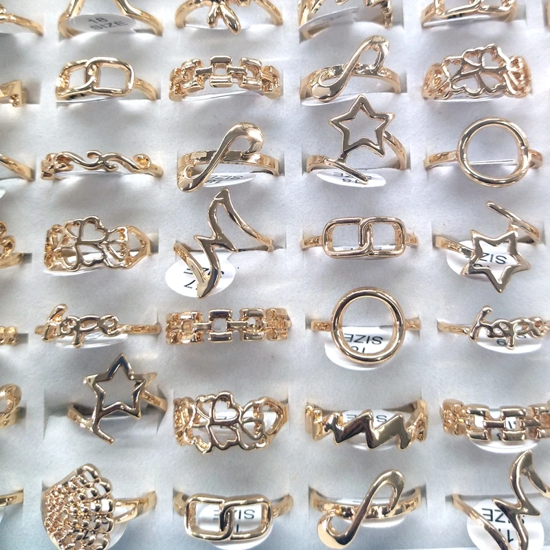 50 шт./упаковка кольца неправильной формы золотого цвета