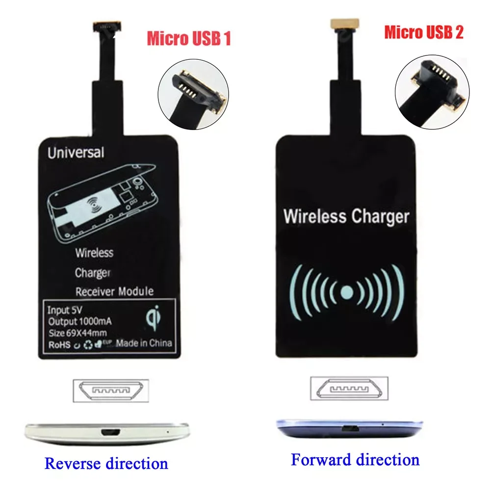 

DC5V 1.5A Wireless Charging Receiver Inductive Power Acceptor Ti-chip Module Micro USB For Universal Android Mobile Phone Black