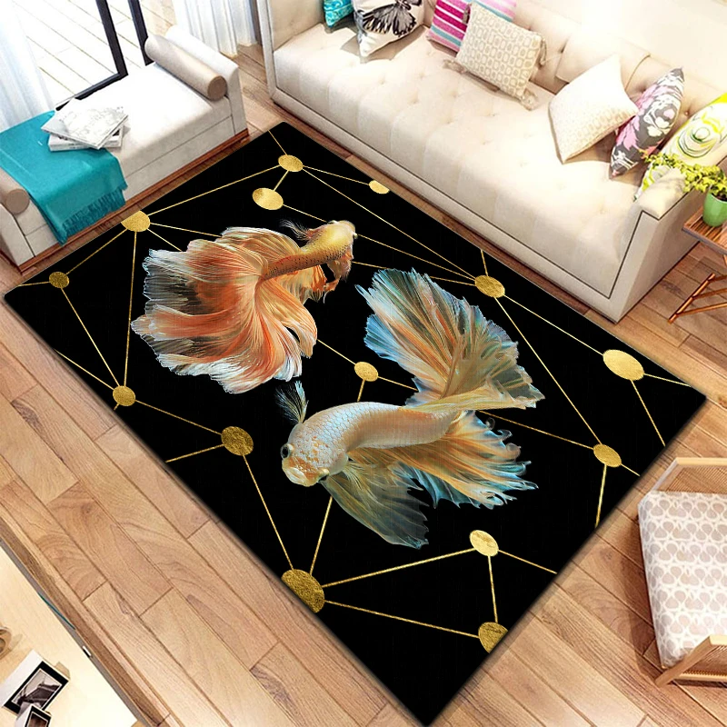 

Goldfish Carpet For Living Room,Non Slip Bathroom Mat, Outdoor Rug,Portable Lightweight Picnic Mat,Bedroom Decor Rug