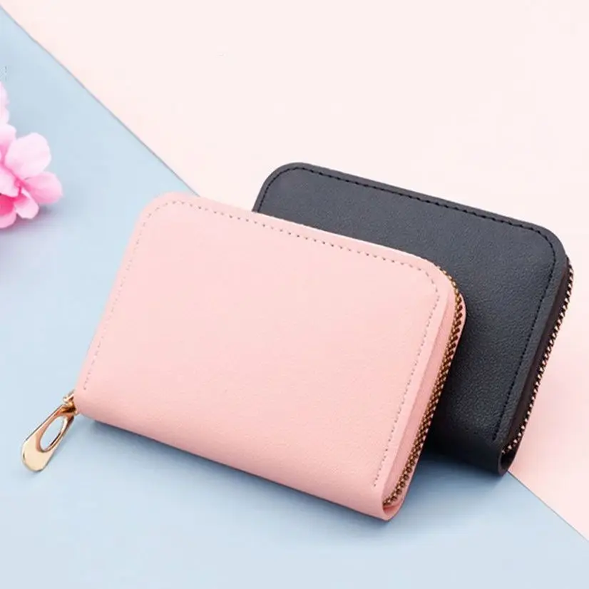

Unisex Business Card Holder PU Leather Credit Card Holder Women Zipper Pocket Men Fashion Card Case Zipper Coin Purse Cover 1Pc