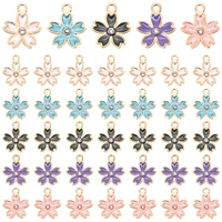 10pcs cherry blossoms flower charms alloy metal gold plated enamel pendants for diy necklace bracelet jewelry making 1614mm