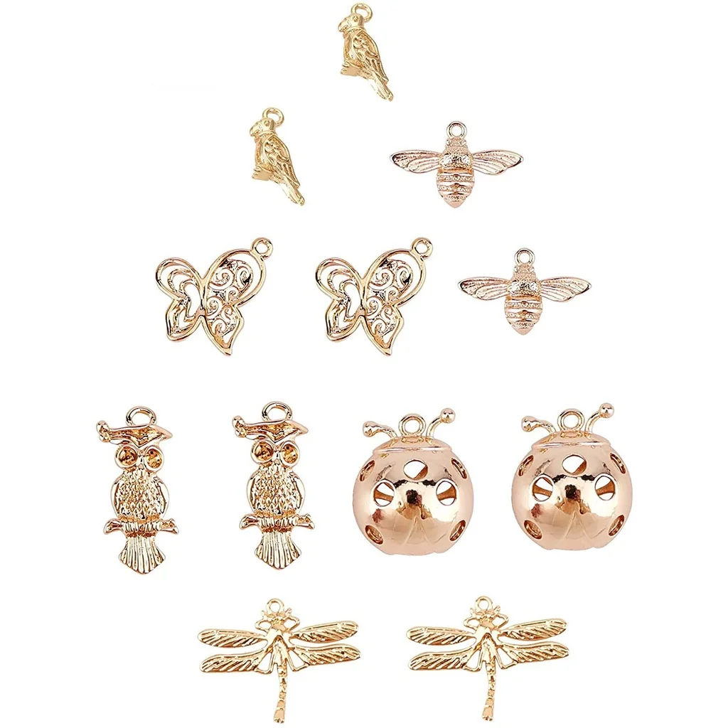 

1 коробка, 12 шт., 6 видов подвесок из настоящего 18-каратного золота