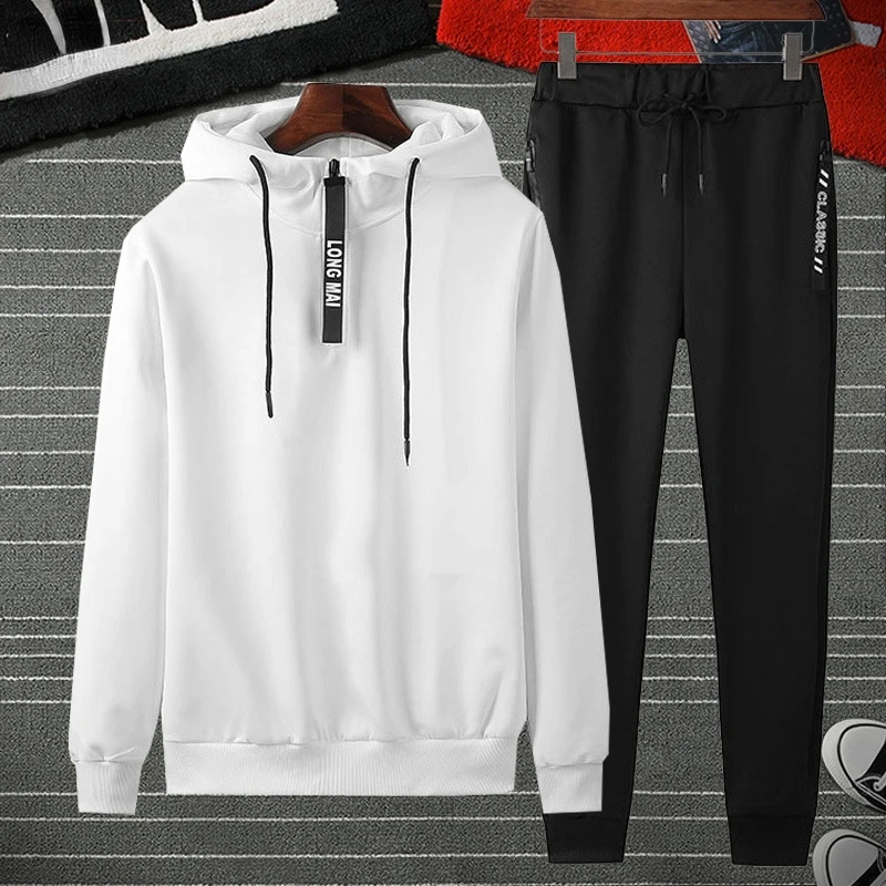 

Мужской спортивный костюм из двух предметов, повседневный костюм большого размера с толстовкой с капюшоном и брюками, спортивная одежда, размеры до 4XL, осень-весна 2022