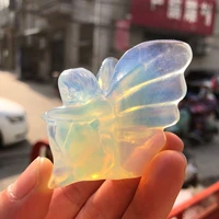 lovely natural opal stone quartz stone hand carved quartz crystal craft carved butterfly flower fairy home decoration 1pcs