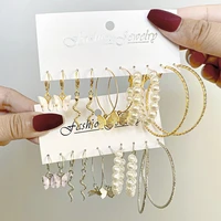 alloy earring set geometric diamond earrings creative simple acrylic butterfly snake pendant earrings