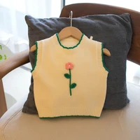 1 5 years baby knitted vest for girls flower patchwork sleeveless sweater spring autumn new knit children clothes girl costumes