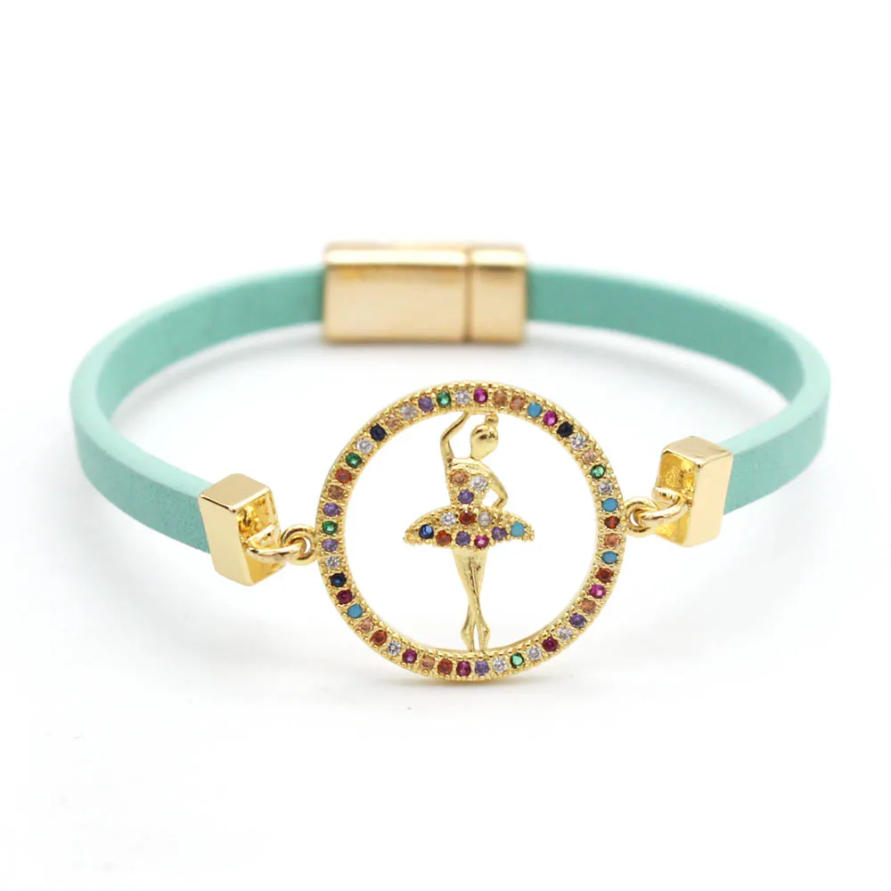 

Lovely Dancing Girl Cute Bracelet for Women Girl Trendy Leather Hand Chain Popular Fashion Bracelet Bijoux