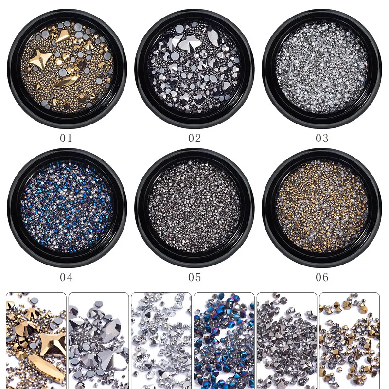

Nail Art Zircon Micro Diamond Crystal Sand Powder UV Gel Polish Sparkly DIY Charms Brown Black Blue Nail Glitter Powder