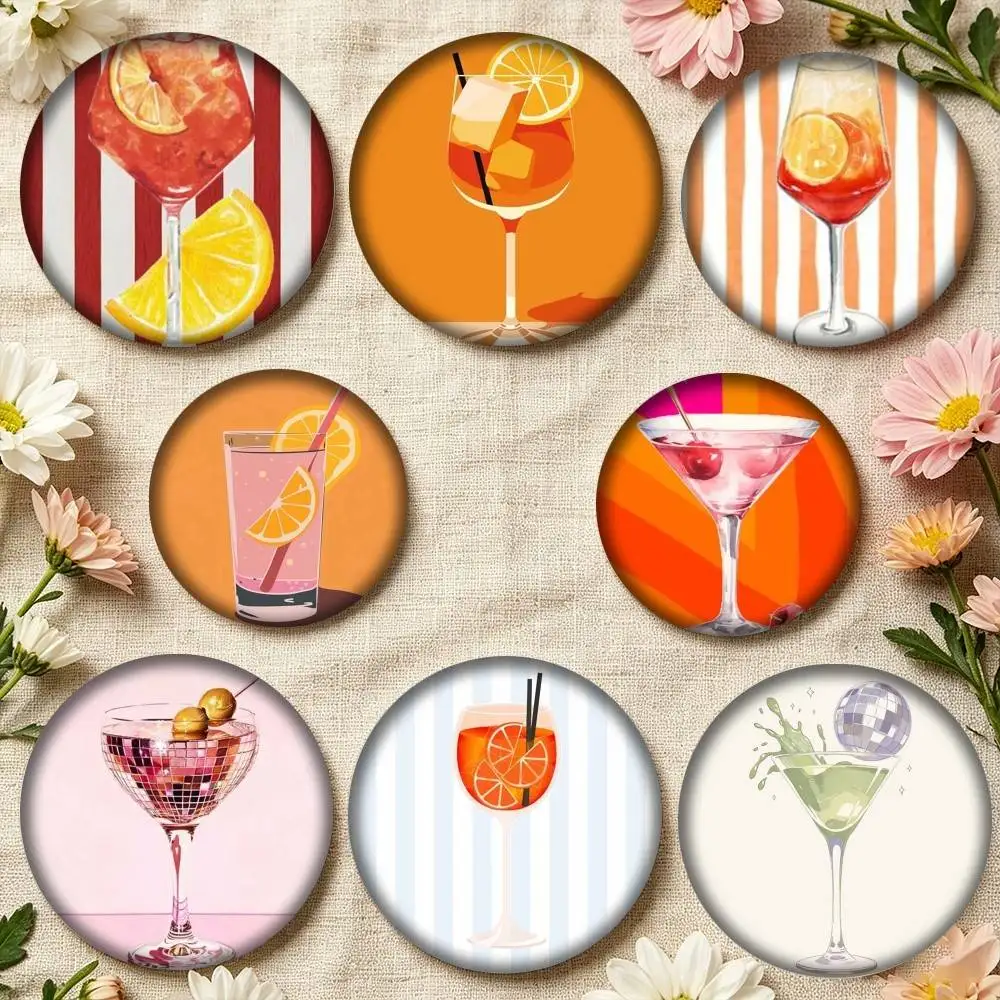 Фото Персонализированные круглые значки-броши Aperol Spritz Art 25, 32, 44, 58, 75 мм, аксессуар, подарок №1