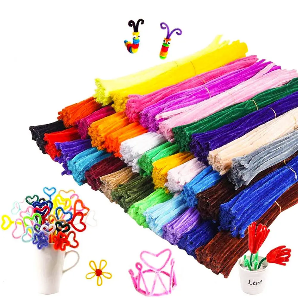 

10/50/100pcs Flexible Plush Colorful Chenille Stems Pipe Cleaners for Diy Handmade Kids Creative Educational Toys Craft Supplies