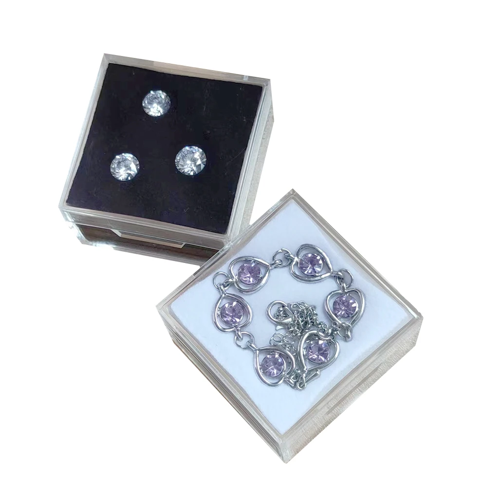 

Прозрачная свободная коробка для хранения бриллиантов, Квадратные бусины, жемчуг, сережек, органайзер для ювелирных изделий, каменная коробка для монет, колец, упаковка, подарочная коробка