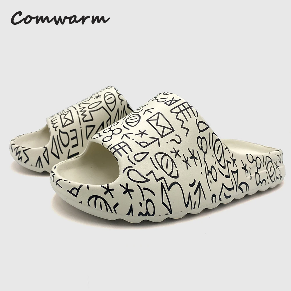 Comwarm New Fashion Women Slippers Summer Outdoor Beach Slides Men Slippers Home Platform Mules EVA Shoes Ladies Flats Zapatos