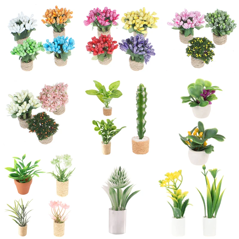 

Коллекция 1/12 года, миниатюрный горшечный кукольный домик, цветок, зеленые растения, горшок, имитация растений, кукольный домик, мебель, укра...