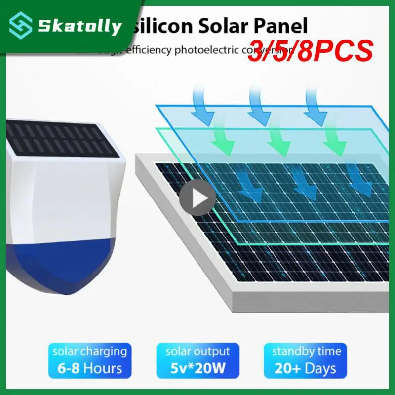 

3/5/8PCS Wifi Solar Infrared Vioce Light Alarm App Control Outdoor Wireless Burglar Alarm Ipx5 Waterproof New