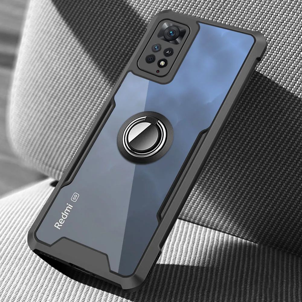 

Прозрачный акриловый сверхпрочный чехол-накладка для Redmi Note 11 Global, ударопрочный чехол-подставка с кольцом для Xiaomi Redmi Note 11 Pro 11S