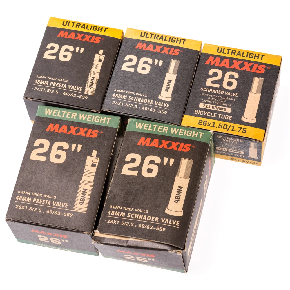 

MAXXIS Bicycle Inner Tube 26x1.5/1.75 26x1.50/2.50 27.5x1.75/2.40 27.5x1.9/2.35 A/V F/V Lightweight Durable