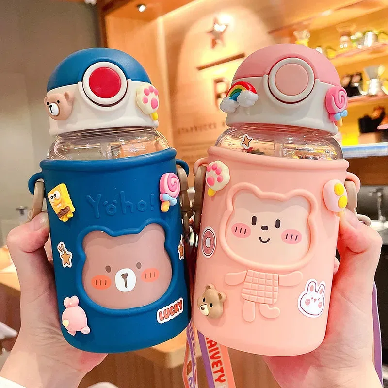 

High Beauty Straw Water Cup Wide Mouth Design Portable Baby Feeding Cup Travel Leakproof Plastic Kids Water Sippy Cup Wholesale