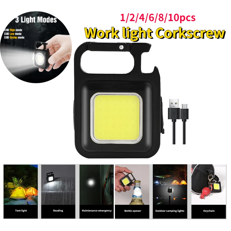 

Mini LED Flashlight Portable USB Rechargeable Work Light 800 Lumens Bright Keychain Light Small Pocket Flashlights For Outdoor