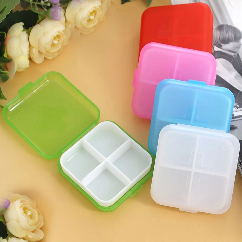 4 ячейки Круглый прозрачный контейнер для хранения косметики |