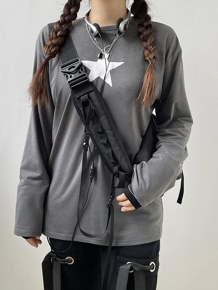 Weekeep y2k звезда графическая футболка 2022 осень длинный рукав o-образный вырез