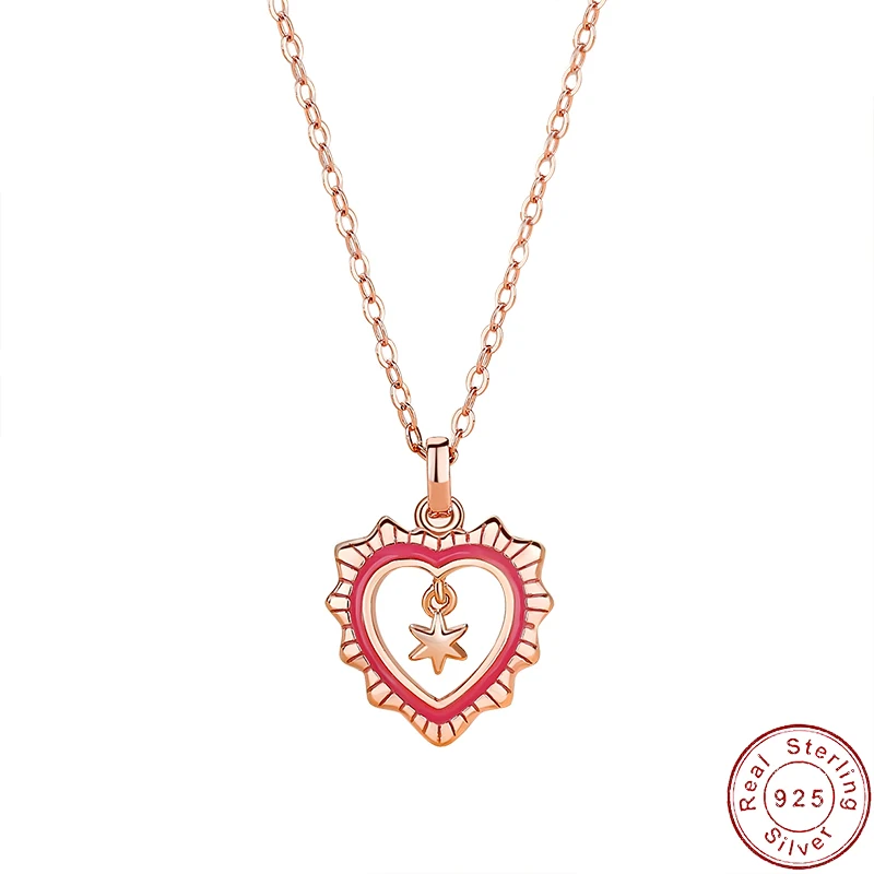 

JIALY European Magic Love Necklace S925 Sterling Silver Smart Heart Pendant Rose Clavicle Chain For Women Birthday Jewelry Gift