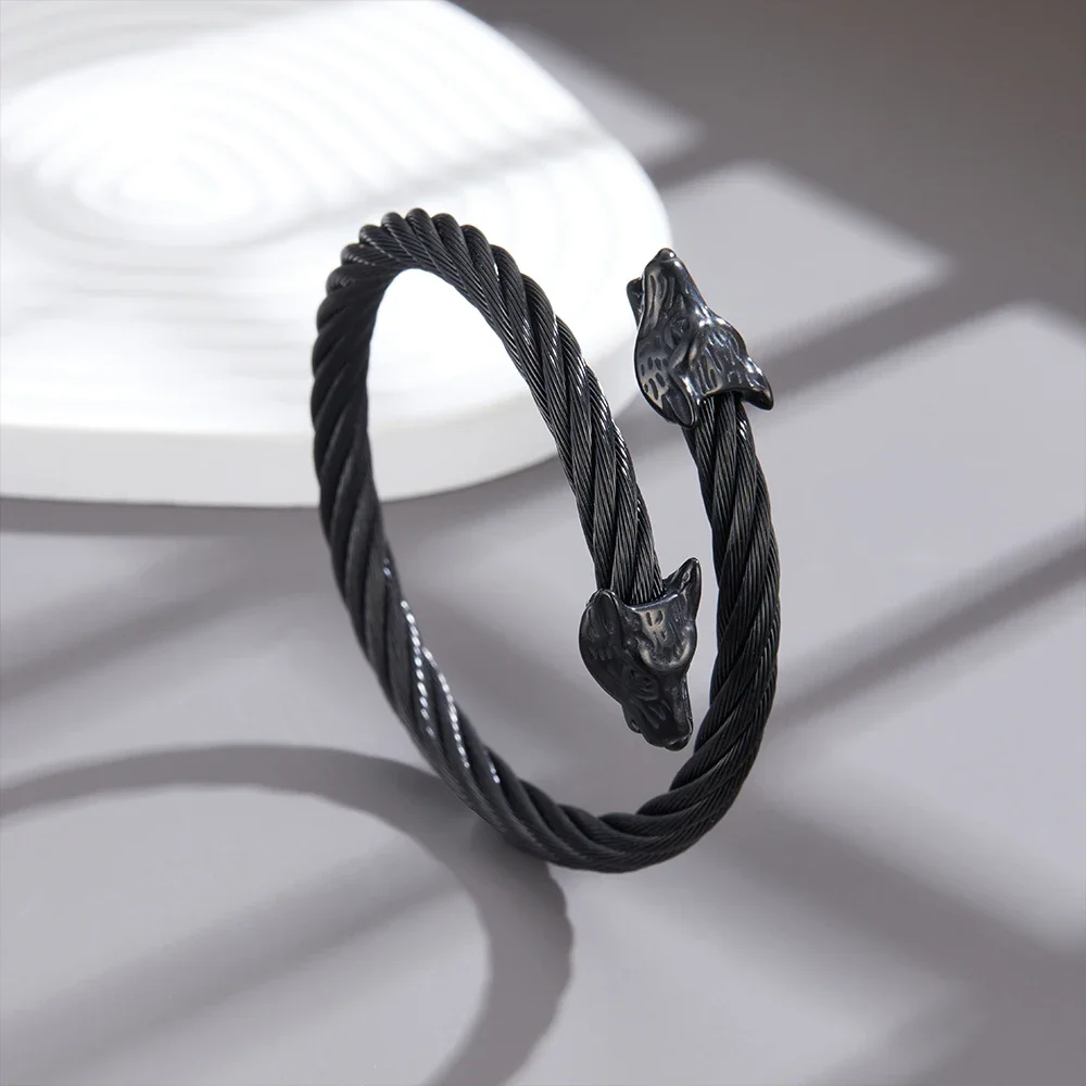 Мужские манжеты в стиле викингов браслет из нержавеющей стали виде животных для