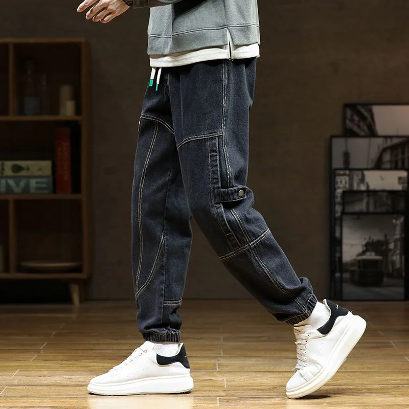 Autumn and Winter New Thick Casual Thermal Jean Trousers Warm Fleece Black Joggers Baggy Denim Pants Stretched Cotton Jeans Men
