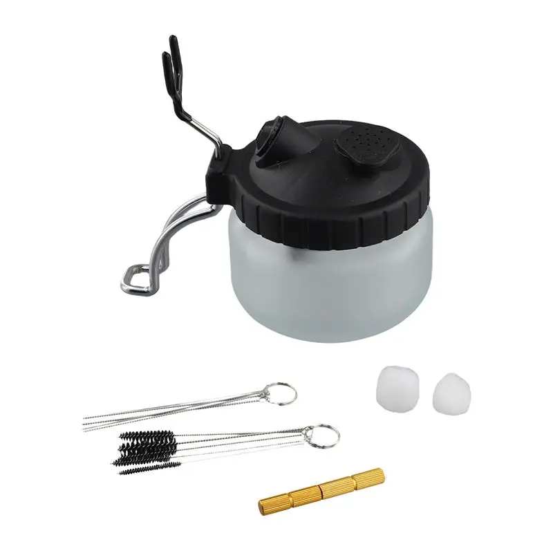 Фото Набор для чистки аэрографа ABRN-14-в-1: комплект для очистки с стеклянным стаканом, держателем из нержавеющей стали, иглами и щетками №1