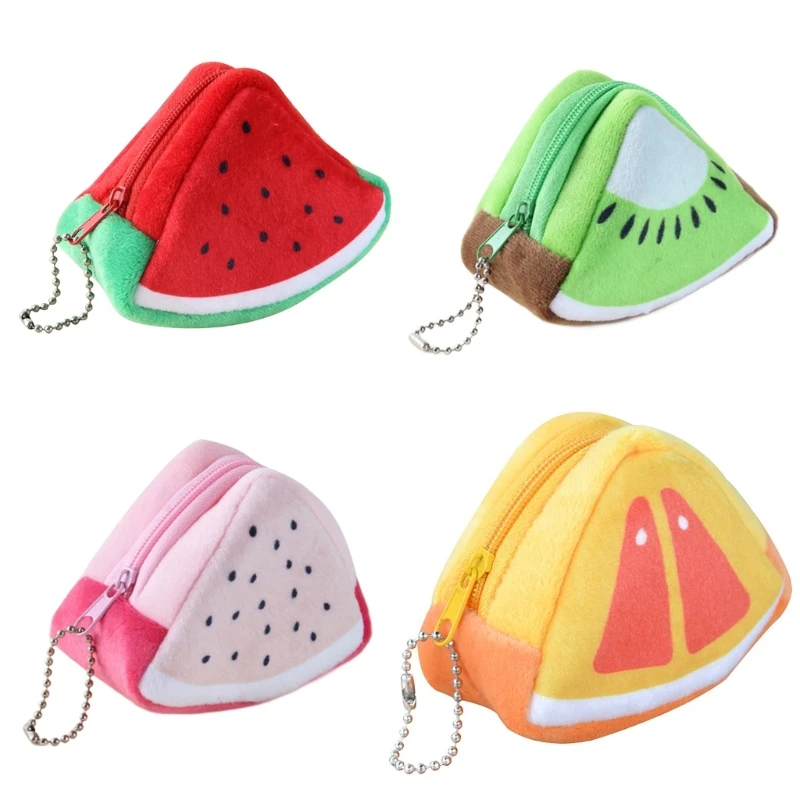 

Милый фруктовый плюшевый кошелек на молнии, небольшой кошелек для монет, держатель для карт, сумка для денег