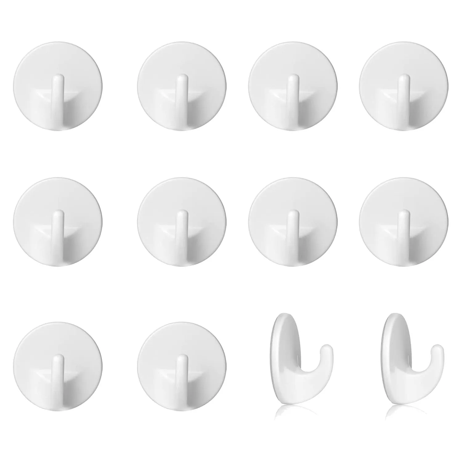 

12 Pcs Plastic Hooks Self Adhesive Sticky Hooks Removable Wall Hooks Stick on Hooks for Hanging Coat Cloth Towel