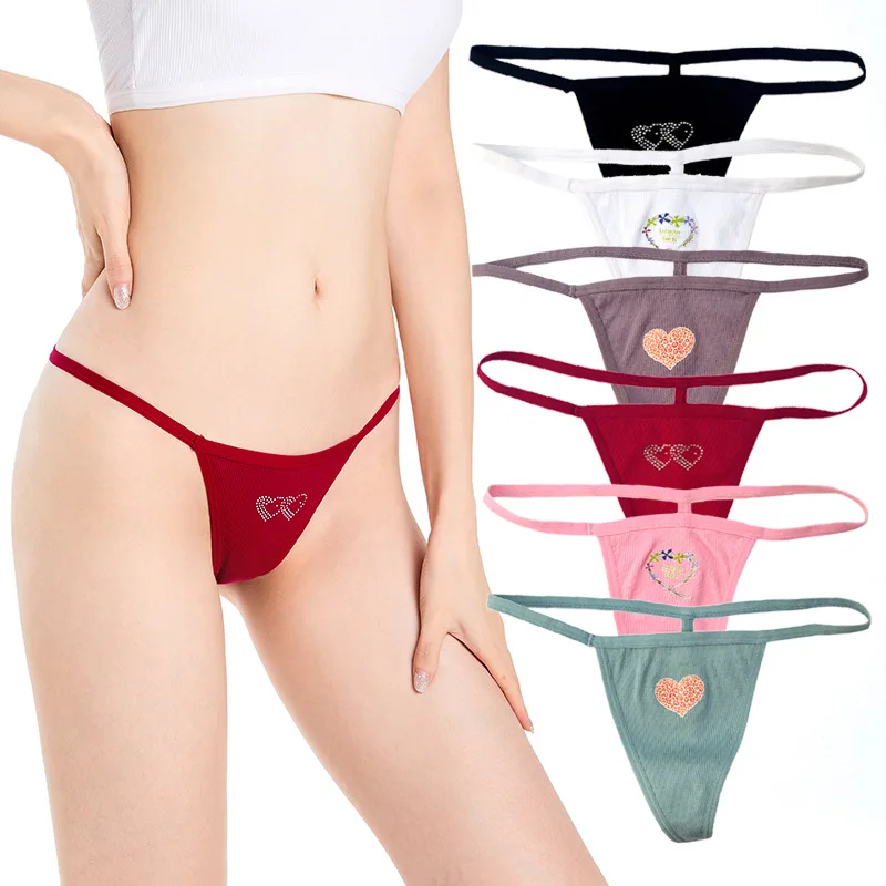 

2Pcs Cotton Panties Women's G-string Pantys T-Back Female Underpant Ladies Sexy Lingerie M-XL Low Waist Thongs Cotton Underwear