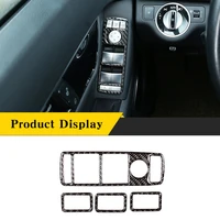 real carbon fiber window glass lift button panel trim frame sticker for mercedes benz c class w204 2007 2013 car accessories