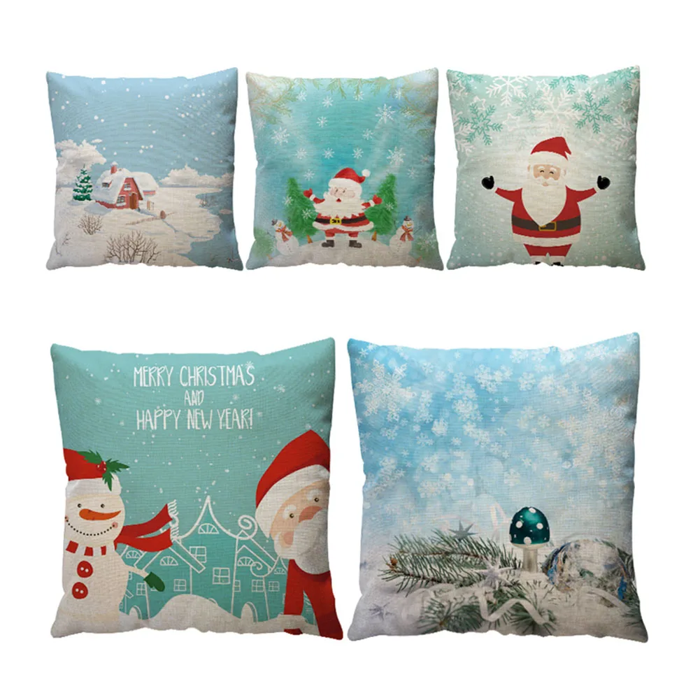 

Льняная Наволочка на рождественскую подушку, рождественские украшения, наволочка с принтом, наволочка для домашнего декора гостиной