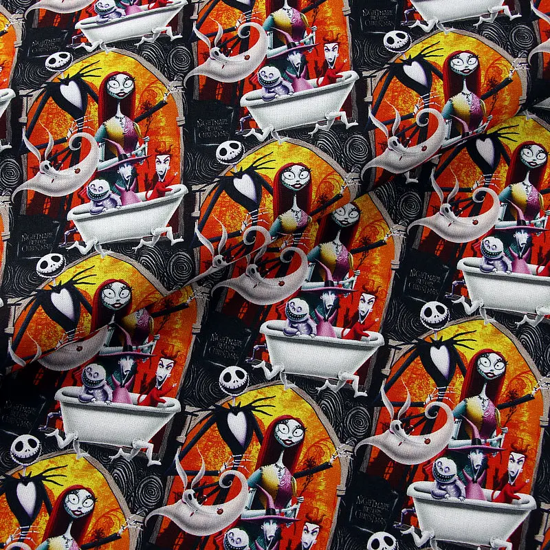Disney Cotton Fabric Print The Nightmare Before Christmas,Fabrics For Sewing Halloween Clothes Dress Decor Neelework Material