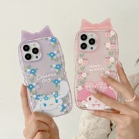 my melody cinnamoroll sanrio phone case for iphone 11 12 13 pro max x xs xr 7 8 plus transparent cartoon bow shockproof cover